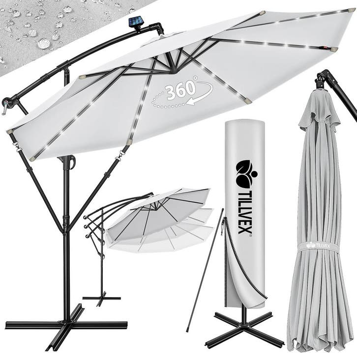 Zweefparasol - Tuinparasol - Parasol - Ø350 cm - Met voet -, Jardin & Terrasse, Parasols, Envoi
