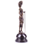 Figuur - Jugendstil Bronzefigur Dame mit Spazierstock 42CM -, Antiek en Kunst