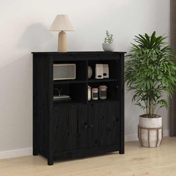 vidaXL Dressoir 83x41,5x100 cm massief grenenhout zwart, Verzenden, Nieuw