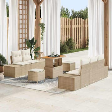 vidaXL Tuinbank Set 8 st Beige poly rattan, Verzenden, Nieuw