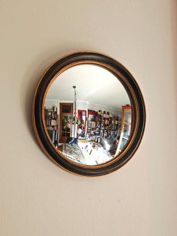 Wandspiegel- Heksenoog / Butler - Glas, Hars - Zwart Goud, Antiek en Kunst