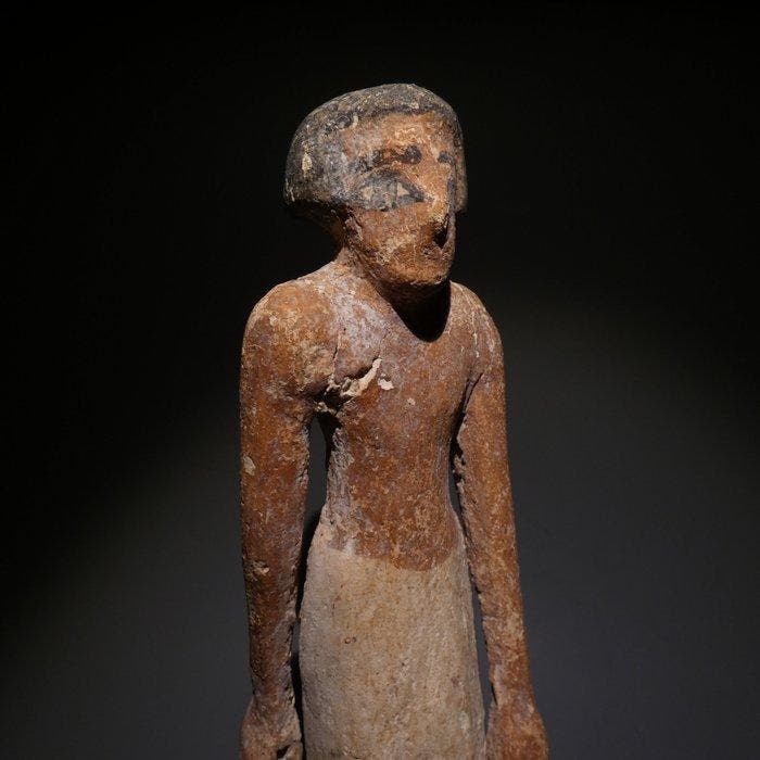 Oud-Egyptisch Hout Figuurmodel. 19,8 cm hoog. Middenrijk,, Verzamelen, Mineralen en Fossielen