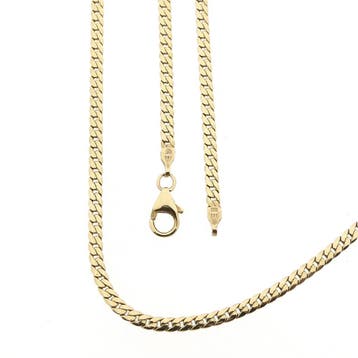 Gouden platte gourmetschakel ketting, Handtassen en Accessoires, Kettingen, Ophalen of Verzenden, Gebruikt, Goud, Goud