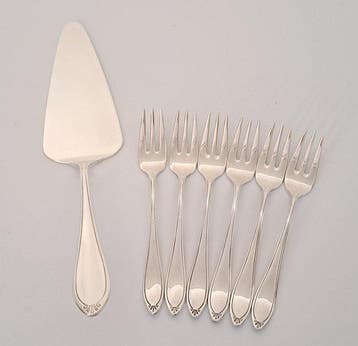 Christofle - Bestekset (13) - Taartschep + taartvorken,, Antiek en Kunst