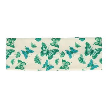 Haarband Stof 8cm - Vlinder Print - Wit Groen, Nieuw