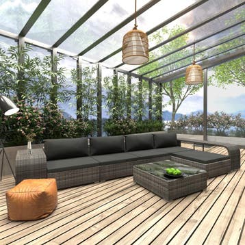 vidaXL 8-delige Loungeset met kussens poly rattan grijs, Verzenden, Nieuw, Loungeset