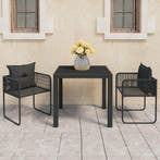 vidaXL 3-delige Tuinset PVC-rattan zwart, Tuin en Terras, Verzenden, Nieuw, Tuinset
