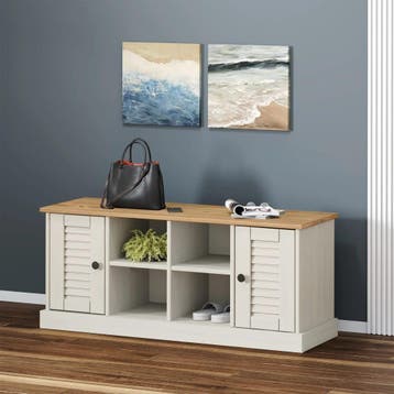 vidaXL Schoenenbank VIGO 106x35x40 cm massief grenenhout wit, Verzenden