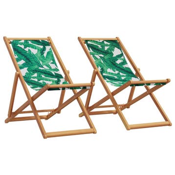 vidaXL Opklapbare stoelen, 2 stuks, stof met bladmotief en, Verzenden