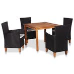 vidaXL 5-delige Tuinset poly rattan zwart en bruin, Verzenden, Nieuw, Tuinset