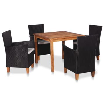 vidaXL 5-delige Tuinset poly rattan zwart en bruin, Tuin en Terras, Verzenden, Nieuw, Tuinset