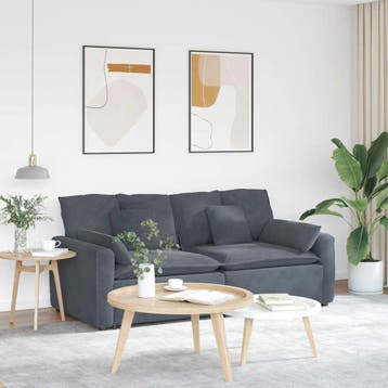vidaXL Modulaire bank met kussens donkergrijs, Maison & Meubles, Canapés | Repose-pieds & Poufs, Verzenden
