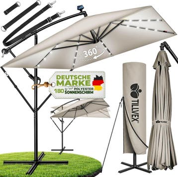 Zweefparasol - Tuinparasol - Parasol 330 cm - Met voet - Met, Verzenden