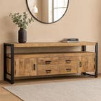 Tv-meubel Mangohout Britt 220 cm, Verzenden, Nieuw, Overige houtsoorten, Industriële meubels