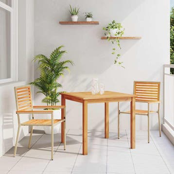 vidaXL Tuin Eettafel Set 3 st Beige Massief Acacia Hout, Verzenden, Nieuw