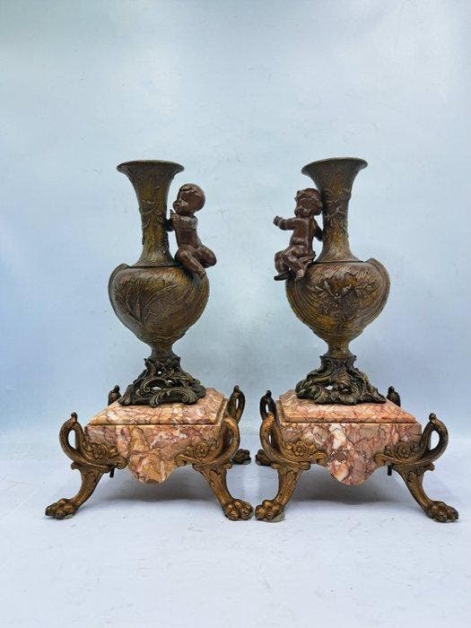 Cassolette - Siervazen - Régule, Marbre - Sier Cassolettes, Antiek en Kunst, Antiek | Overige Antiek