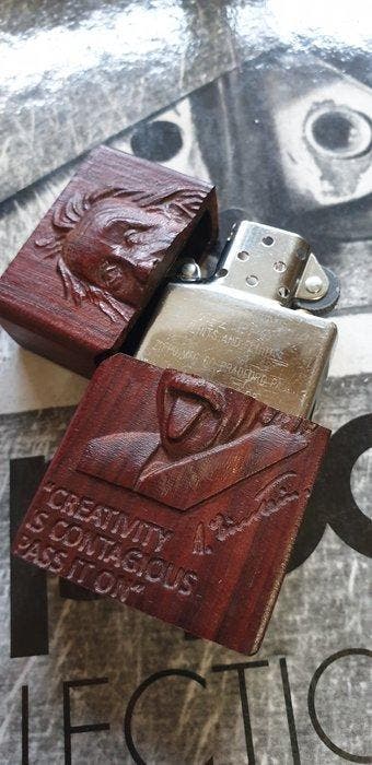 Zippo - Zippo Rarität Albert Einstein natürliches Palisander, Collections, Articles de fumeurs, Briquets & Boîtes d'allumettes