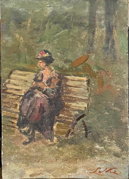 Giulio Salti (1899-1984) - Nobildonna al Parco, Antiek en Kunst, Kunst | Schilderijen | Klassiek