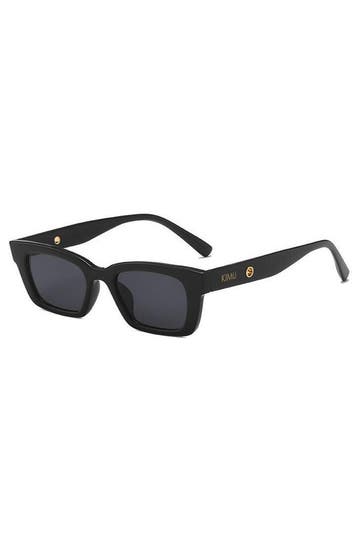 KIMU® Zonnebril Rechthoekig IKO Zwart Montuur Zwarte Glazen, Ophalen of Verzenden, Nieuw, Zwart