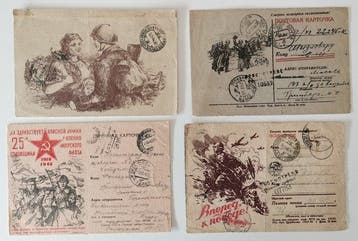 Sovjet-Unie 1940/1945 - Militaire ansichtkaarten en, Gestempeld