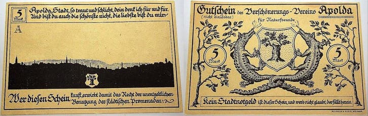 5 Mark ohne Jahr duitse Serienscheine Apolda 1918-1922, Postzegels en Munten, Munten | Nederland, Verzenden