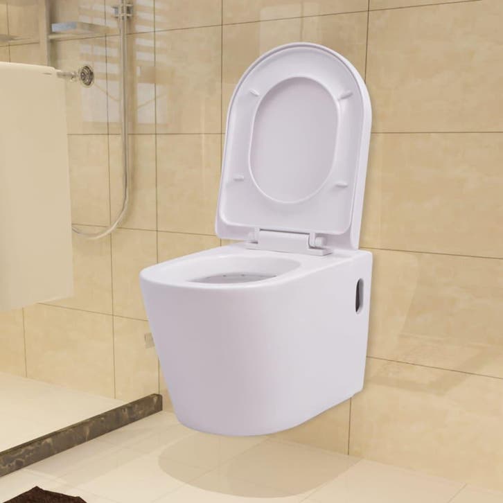 vidaXL Hangend toilet keramiek wit, Bricolage & Construction, Sanitaire, Envoi