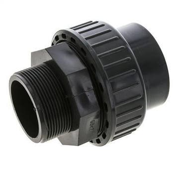 Raccord union en PVC femelle à douille 63mm x mâle R 2 FKM, Verzenden