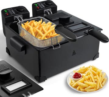 Dubbele frituurpan - 2x3L - 1800W - Zwart - Aigostar, Verzenden, Nieuw
