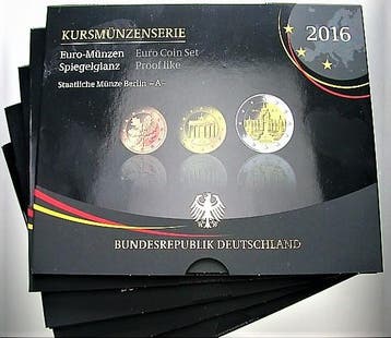5 x 5,88 Euro,munten set 1 Cent-2 Euro 2016 A, D, F, G, J..., Postzegels en Munten, Munten | Europa | Euromunten, Verzenden, België