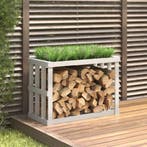 vidaXL Houtblokhouder 108x52x74 cm massief grenenhout wit, Tuin en Terras, Verzenden