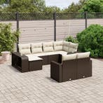 vidaXL 10-delige Loungeset met kussens poly rattan bruin, Verzenden, Nieuw