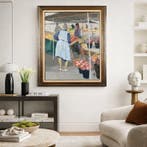 Yves Offret (XX) - Les fleurs, les fruits sur le marché, Antiquités & Art, Art | Peinture | Classique