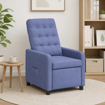 vidaXL Ligstoel Jeans Blauw 65 x 93 x 102 cm Stof, Verzenden, Nieuw