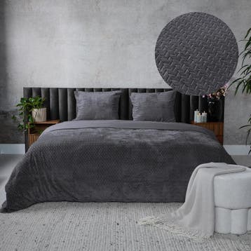Parure de lit en teddy à chevrons - anthracite - 200 x, Kinderen en Baby's, Verzenden