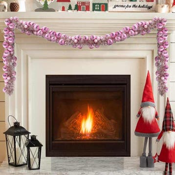 vidaXL Kerstbal Guirlande LEDs Roze 186 cm Polystyreen, Verzenden, Nieuw