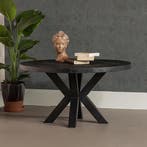 Salontafel Mangohout Tara Rond 90 Zwart, Verzenden