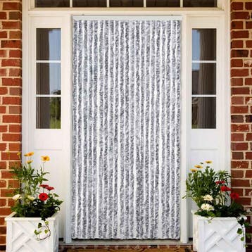 vidaXL Vliegengordijn 90x200 cm chenille wit en grijs, Verzenden