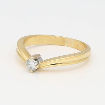 Bague - 14 carats Or jaune Diamant (Naturelle) - Solitair, Nieuw