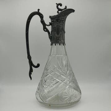 Manifattura tedesca - Karaf - Claret Jug - Peltro, Kristal