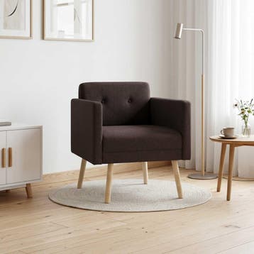 vidaXL Accentstoel Donkerbruin Stof, Huis en Inrichting, Verzenden, Nieuw