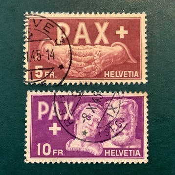 Zwitserland 1945 - 5 Fr en 10Fr PAX reeks - Zumstein 273/274, Gestempeld