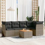 vidaXL 6-delige Loungeset met kussens poly rattan grijs, Verzenden, Loungeset