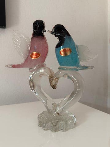sculptuur, Lovebirds - 22 cm - Glas - 1970