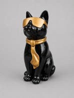 Beeld, white cat with tie and sunglasses - 29 cm - polyresin