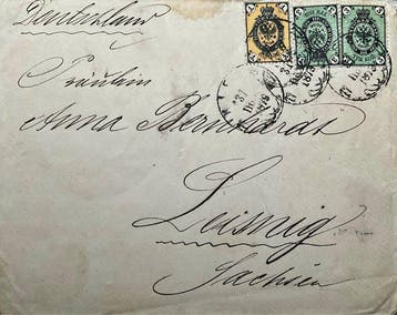Rusland 1872/1886 - Drie enveloppen met Russische postzegels, Gestempeld