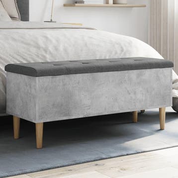 vidaXL Opbergbankje 102x42x46 cm bewerkt hout betongrijs, Verzenden, Nieuw