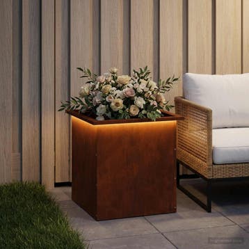 vidaXL Tuinplantenbak met led Roestkleurig 50 x 50 x 48 cm, Verzenden, Nieuw