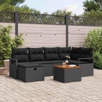 vidaXL Tuinbank Set met kussen met opslag 7 pcs Zwart poly, Verzenden, Nieuw