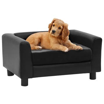 vidaXL Hondenbank 60x43x30 cm pluche en kunstleer zwart, Animaux & Accessoires, Verzenden