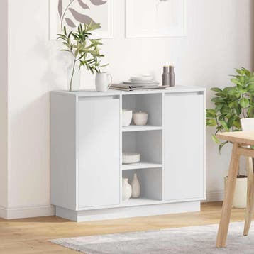 vidaXL LED Dressoir Wit 90 x 32 x 75 cm Bewerkt hout, Huis en Inrichting, Verzenden, Nieuw